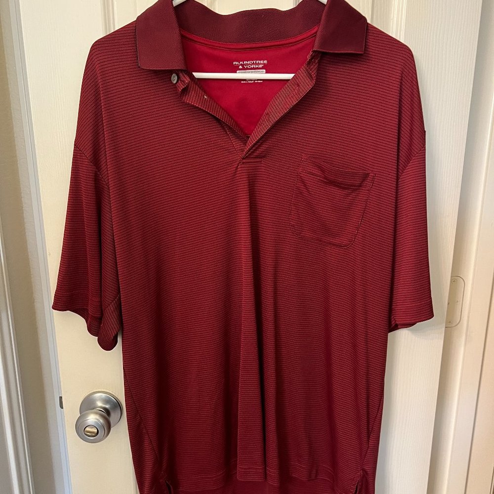 Roundtree & Yorke Maroon Performance Polo